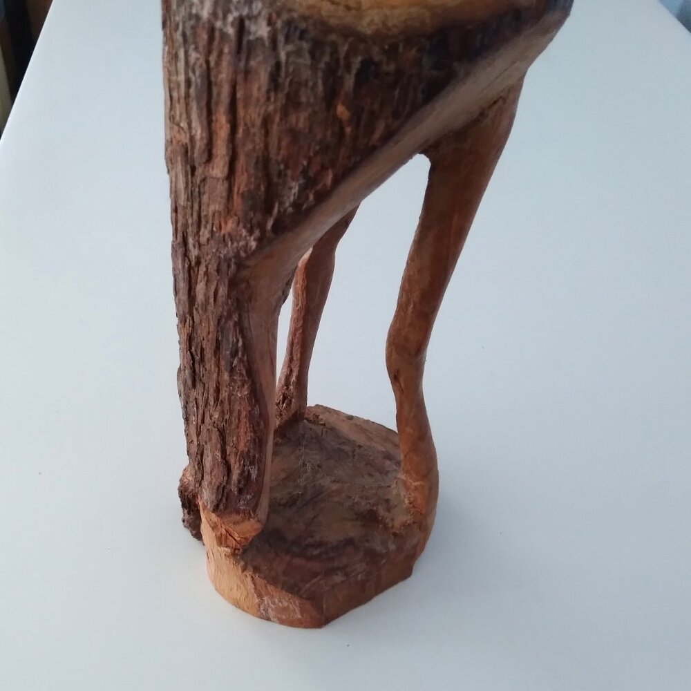 Pier 1 Natural hand carved wood heron sculpture-coastal,tiki,rustic, 14" tall - Picture 7 of 9
